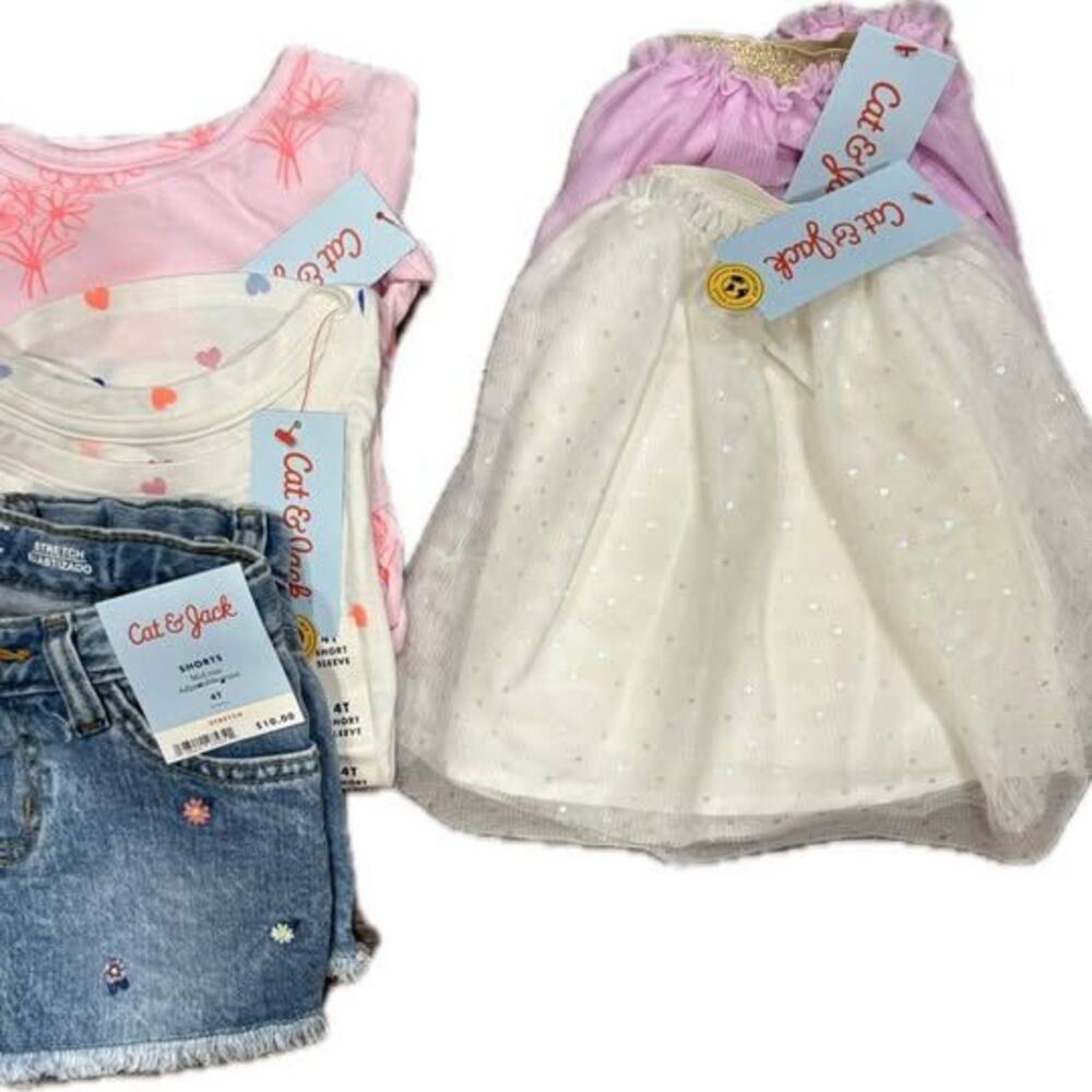 Cat & Jack 4T Girl’s Summer 5pc Bundle NWT Dress, Shirt, and Skirts